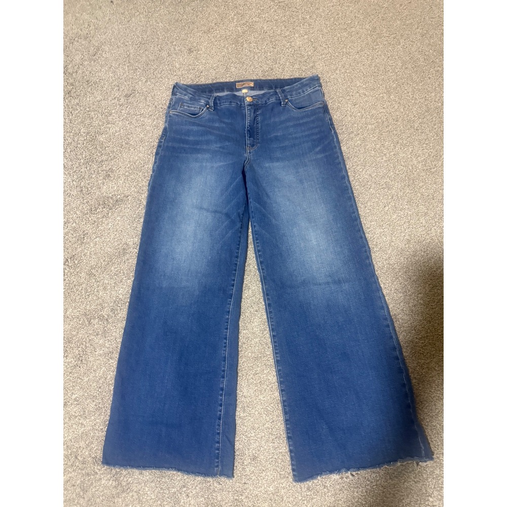 KUT from the Kloth Meg Fab Ab Wide Leg High Rise Jeans Blue 12